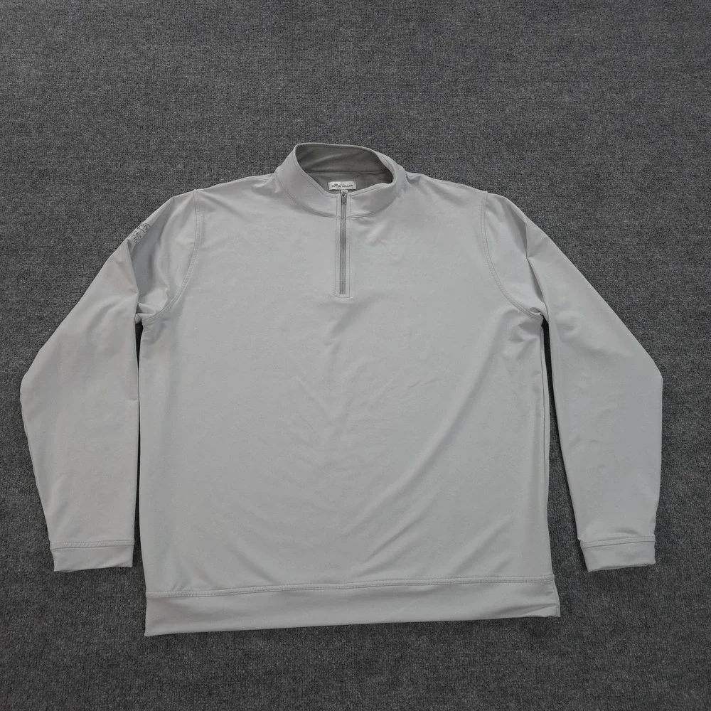 Peter Millar Shirt Mens 2XL Gray Perth Performance 1/4 Zip Golf Pullover Stretch